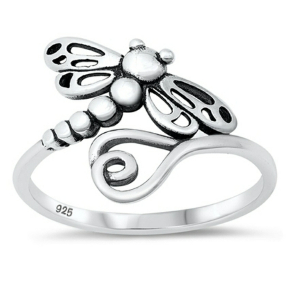 New 925 Sterling Silver Dragonfly Ring Size 6